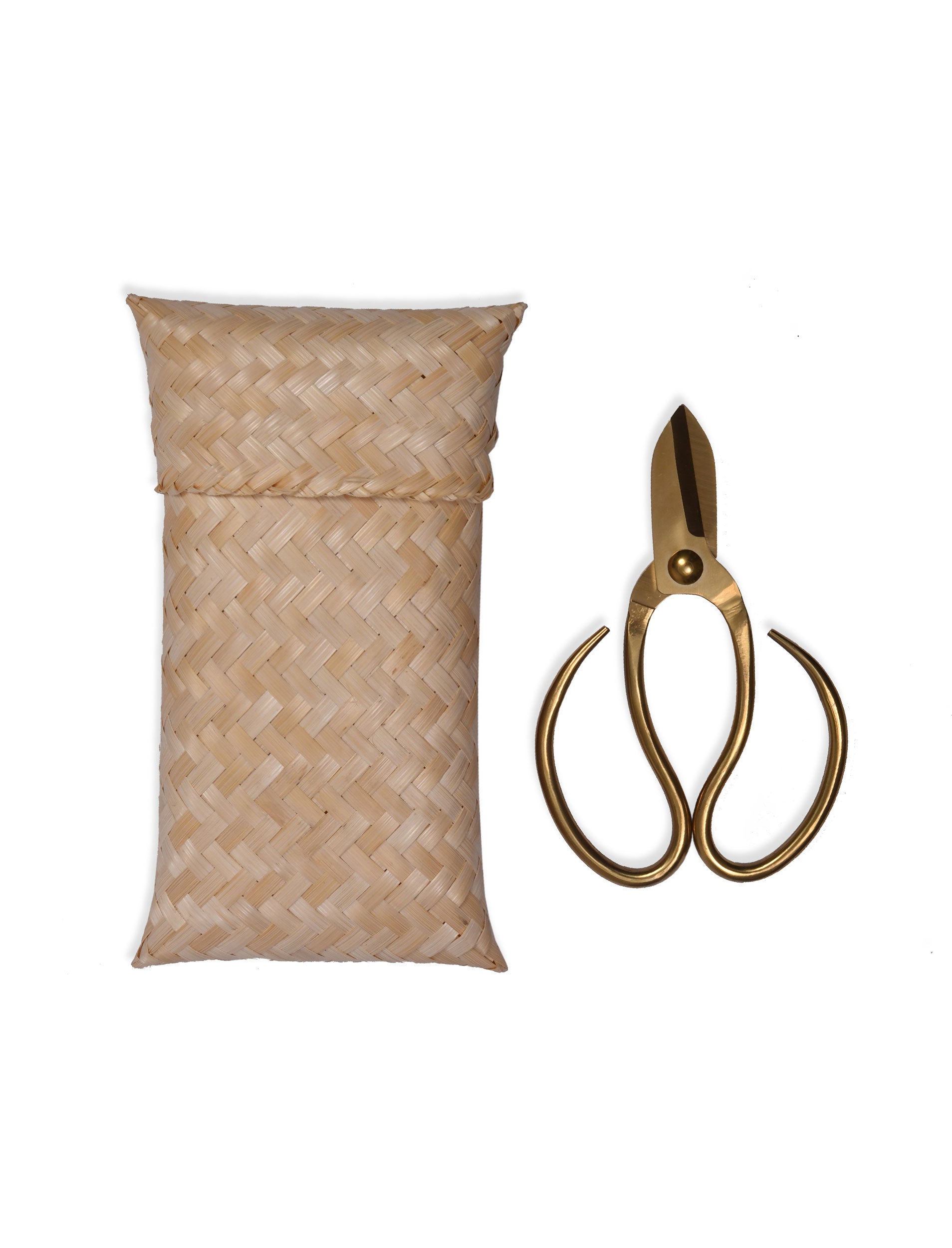 CLASSIC GARDEN SCISSORS & BAMBOO BAG - STAINLESS STEEL, BRASS