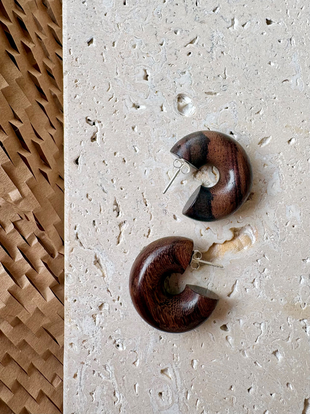 Branch - Hazel Brown Wood Chunky Hoops