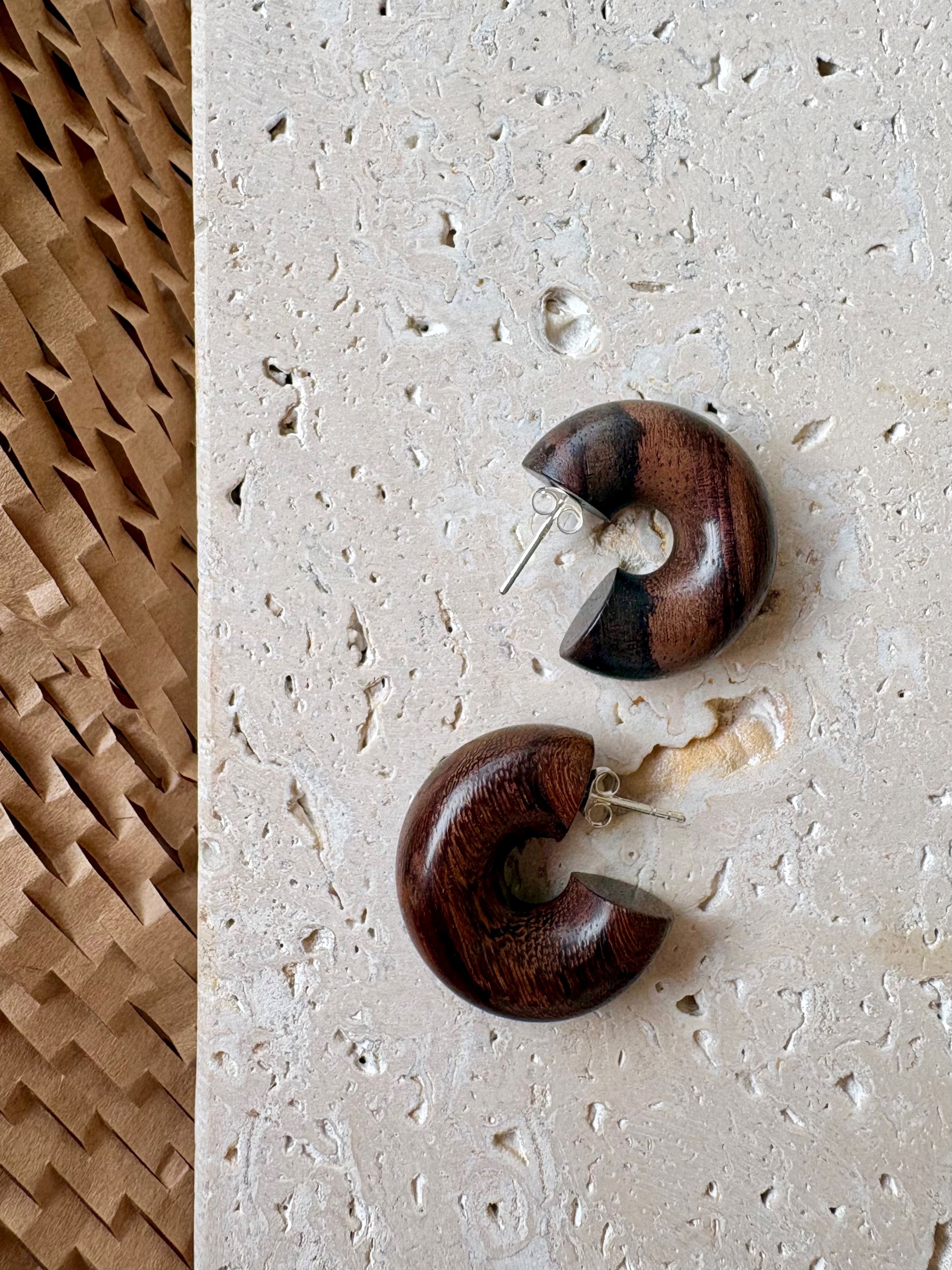 Branch - Hazel Brown Wood Chunky Hoops