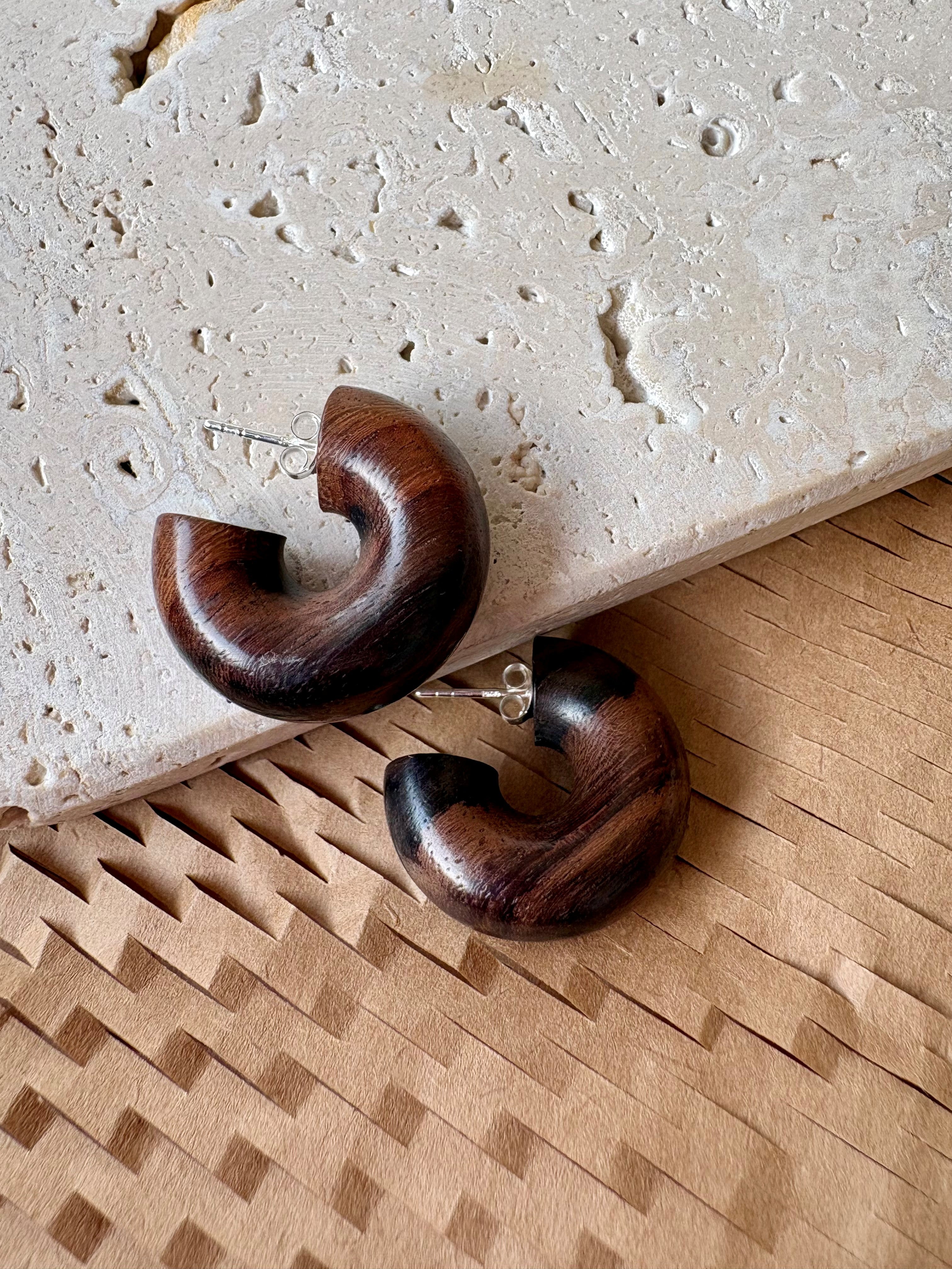 Branch - Hazel Brown Wood Chunky Hoops