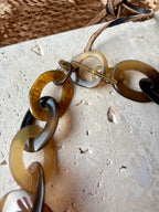 Branch - Brown Natural Rectangle Buffalo Horn Link Necklace