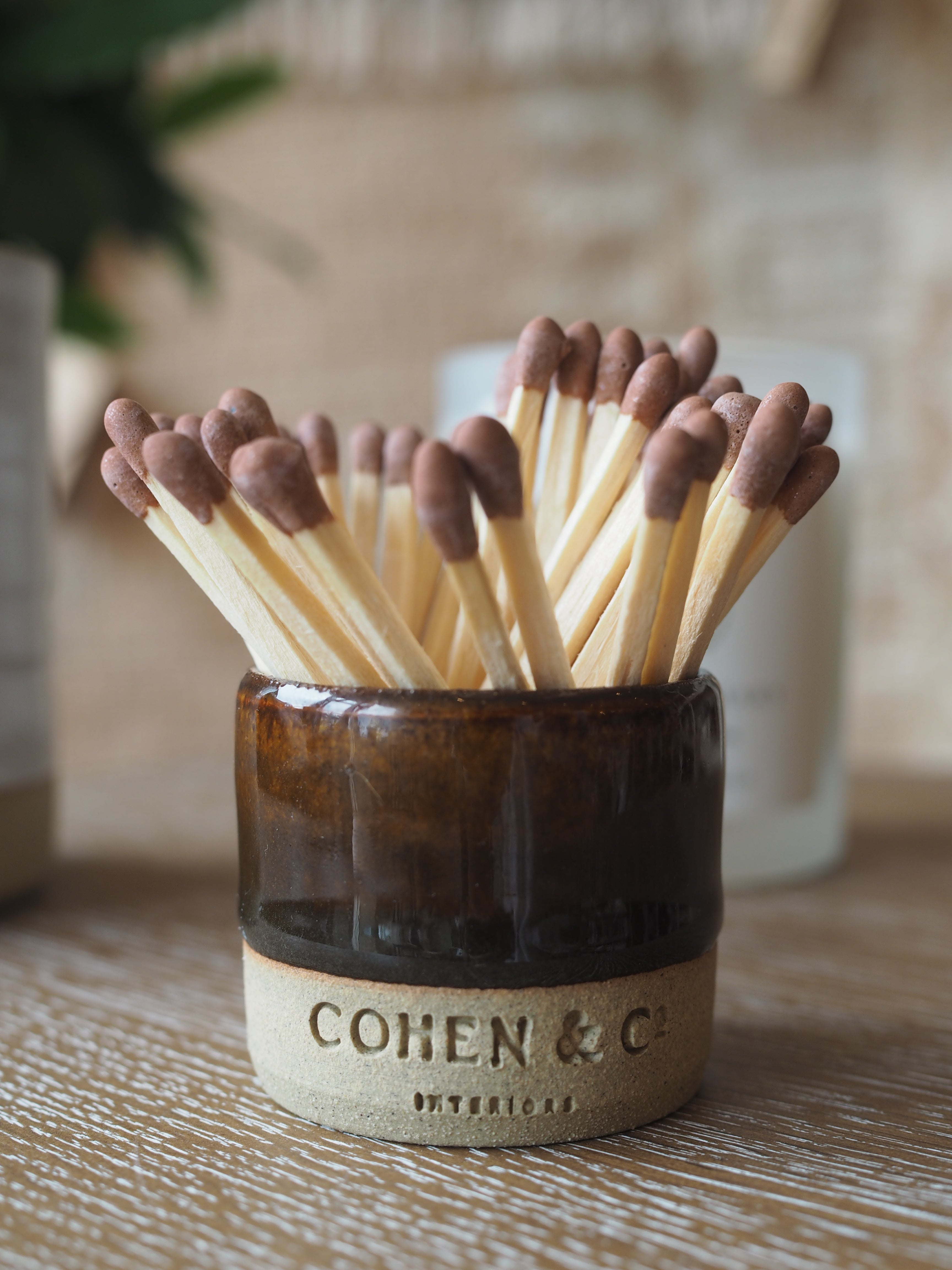 Cohen & Co. Ceramic Matchpot - Brown