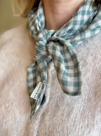 Clara Linen Neck Scarf - Rosemary Gingham