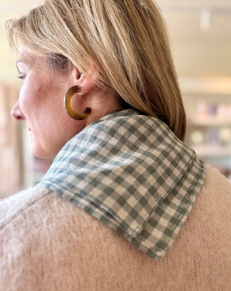 Clara Linen Neck Scarf - Rosemary Gingham
