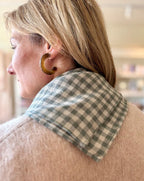 Clara Linen Neck Scarf - Rosemary Gingham