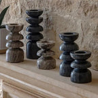 Marble Candle Holder Pair - Grey