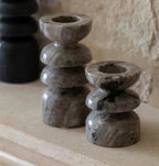 Marble Candle Holder Pair - Grey
