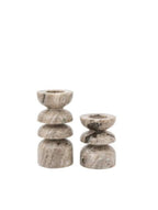 Marble Candle Holder Pair - Grey