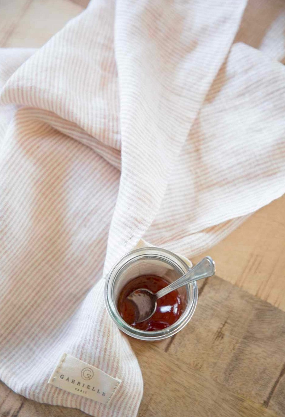 Gabrielle Glaise/Milk Striped Washed Linen Napkin