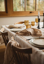 Gabrielle Linen Tablecloth - Brown Stripe