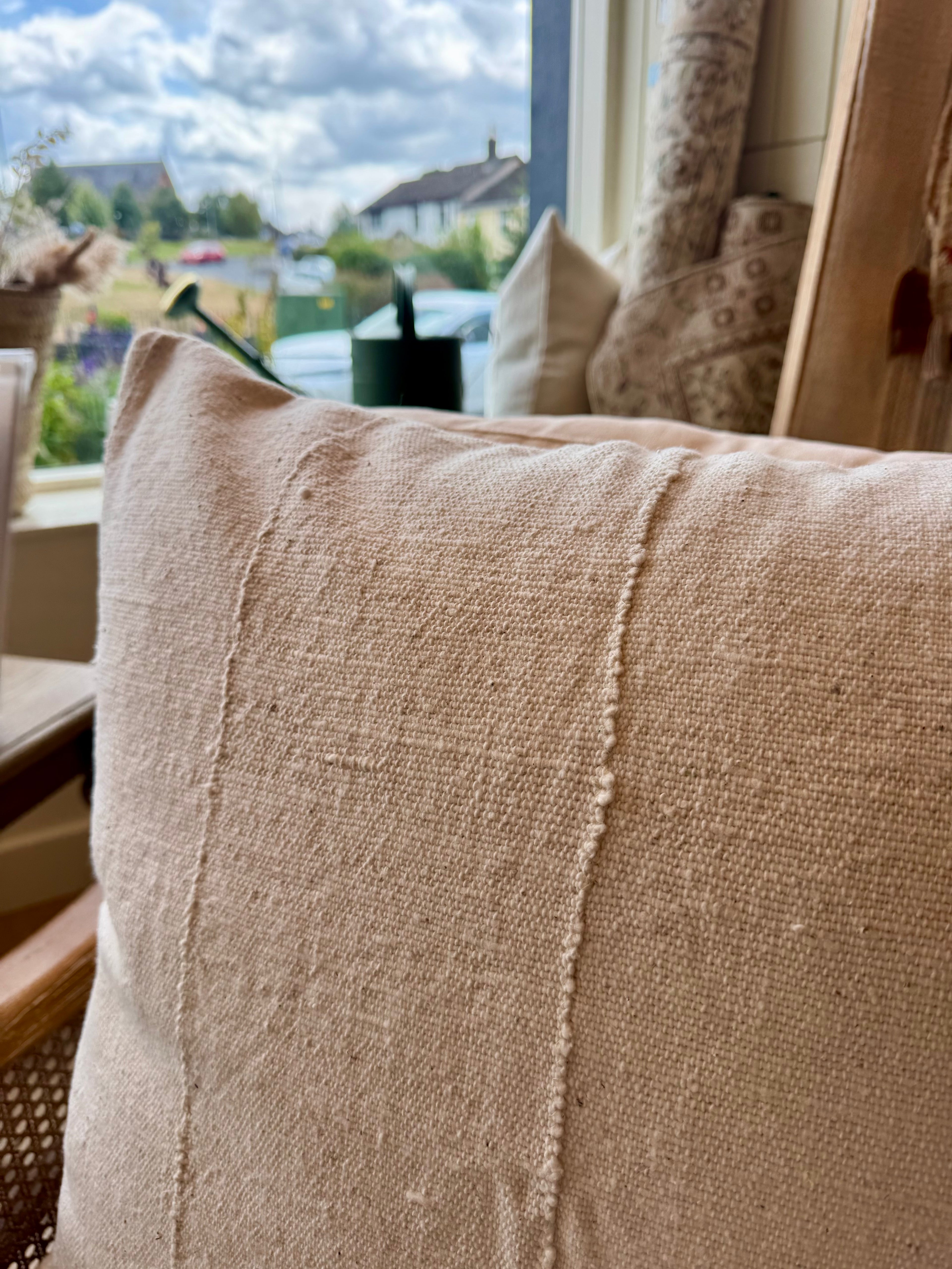 Ria Authentic African White Mud Cloth Cushion Cover 55x55cm