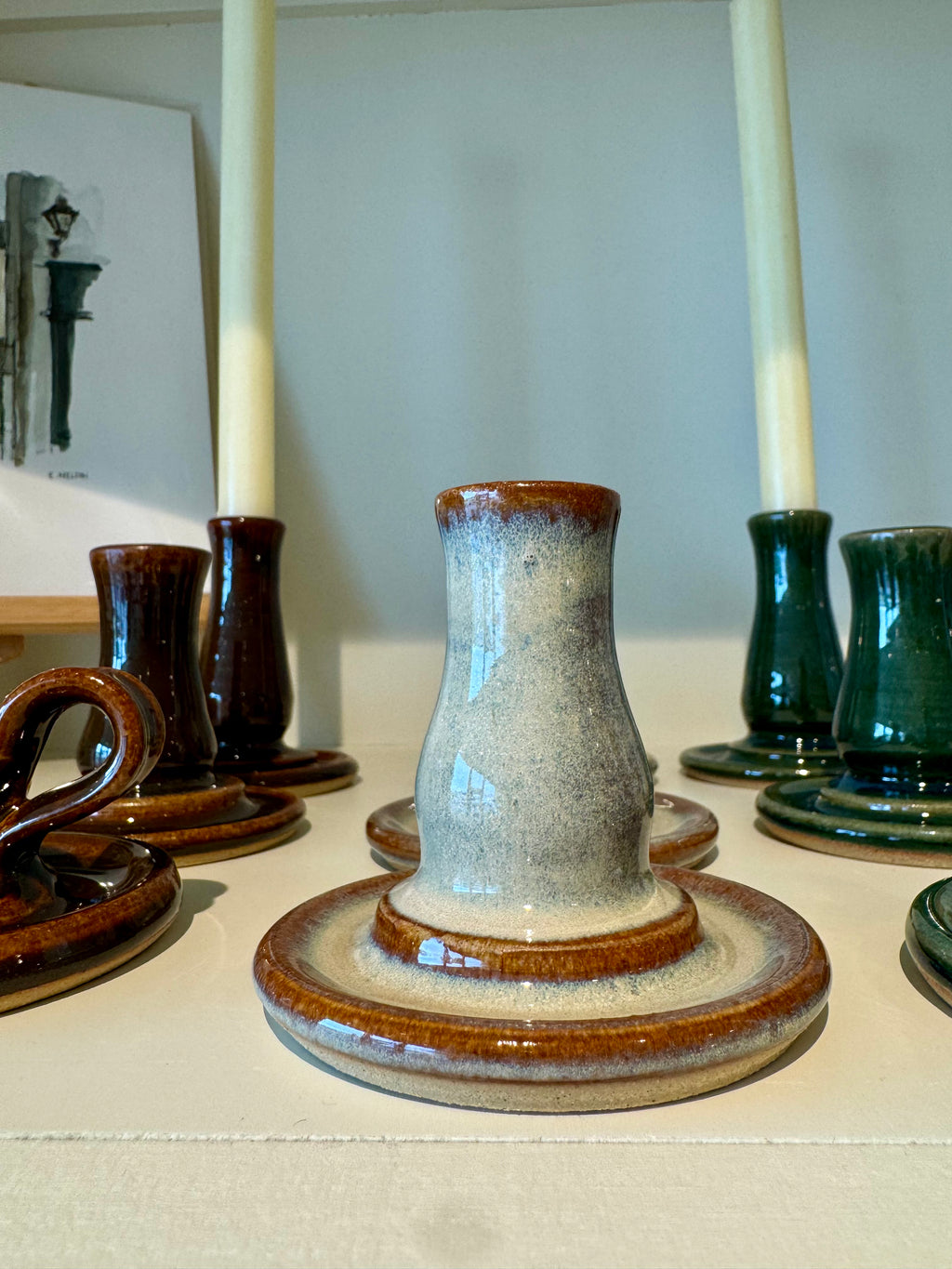 Cohen & Co. Ceramic Candle Holder - Sand, medium