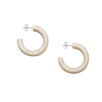 Branch - Rounded Horn Hoop Earrings - White