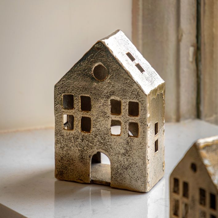 Brass House Tealight Holder