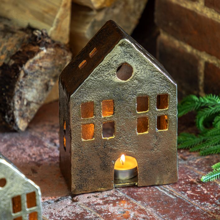 Brass House Tealight Holder