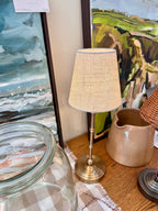 Brushed Brass Table Lamp with Linen Shade - Rechargeable