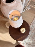Brushed Brass Table Lamp with Linen Shade - Rechargeable