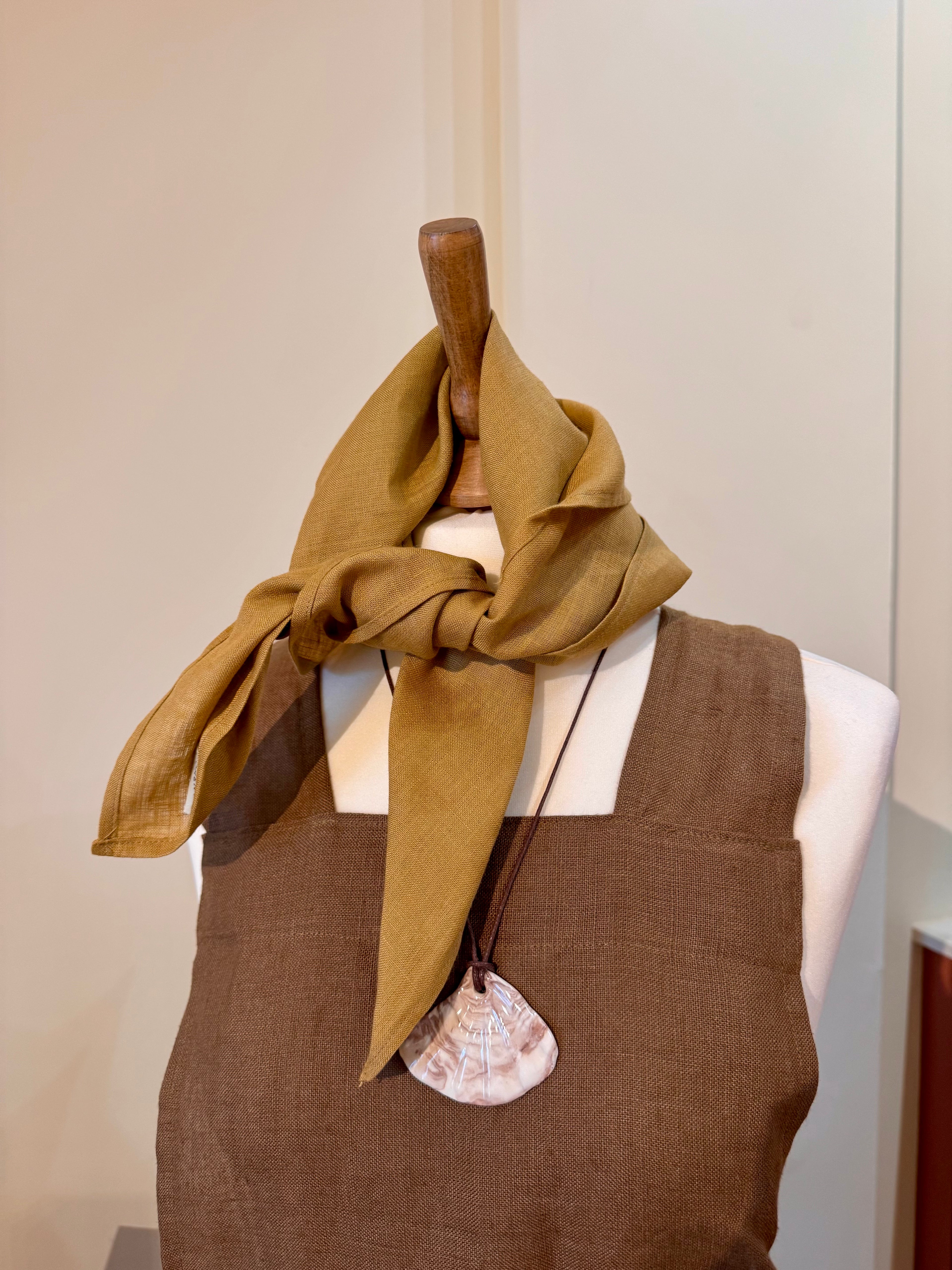 Clara Linen Neck Scarf - Straw