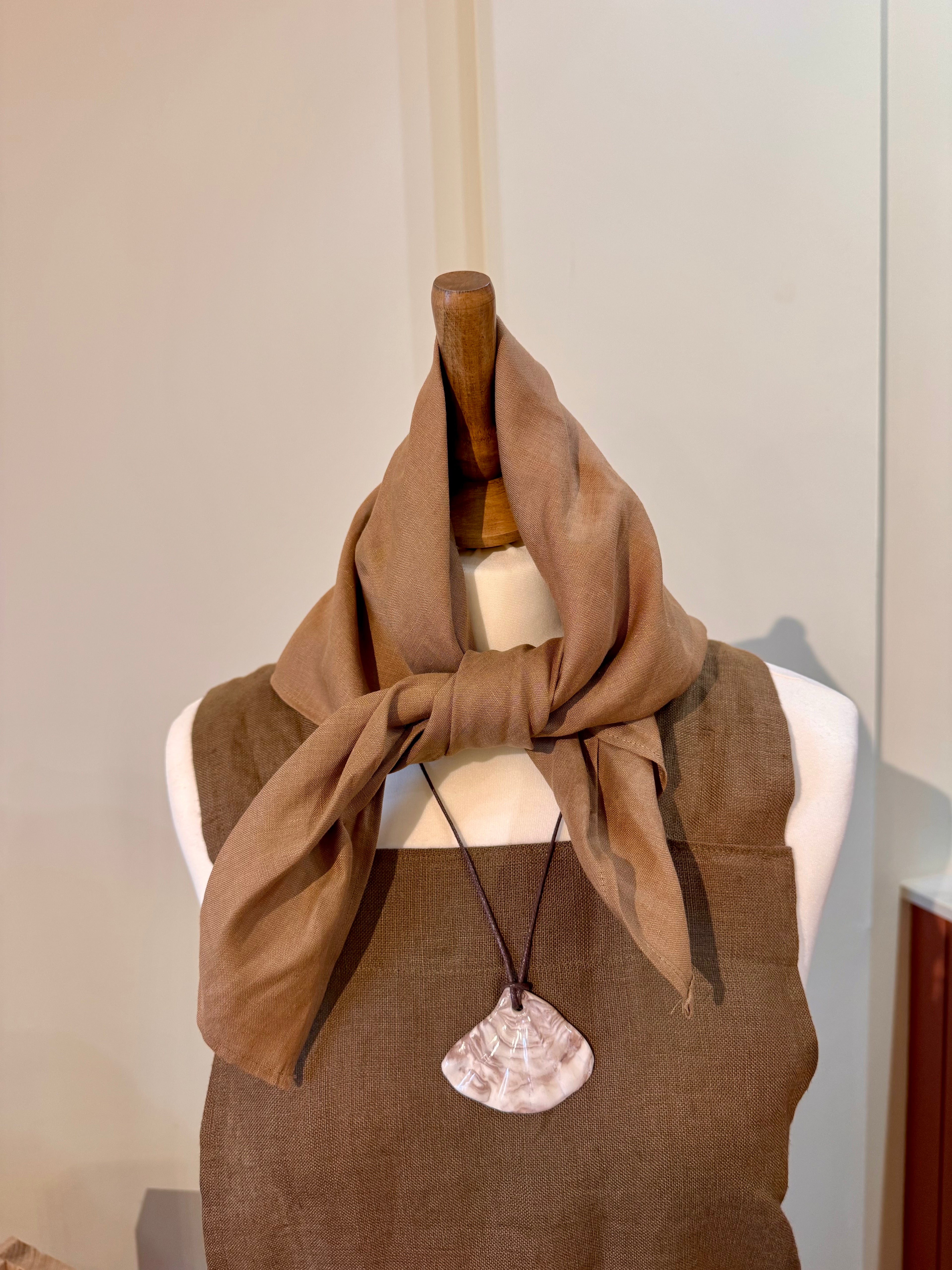 Clara Linen Neck Scarf - Wheat