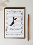 Happy Birthday Puffin - Watercolour Card by Sam Munro Art