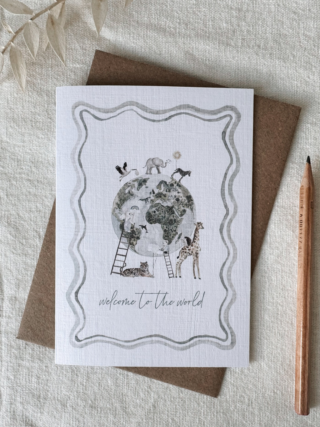 Welcome to the World - Watercolour Card by Sam Munro Art