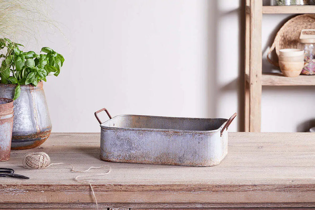 Japos Outdoor Planter Tray - Aged Zinc