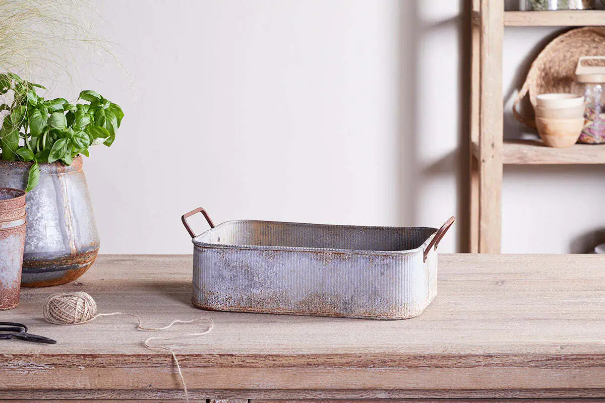 Japos Outdoor Planter Tray - Aged Zinc