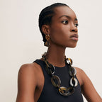 Branch - Brown Natural Rectangle Buffalo Horn Link Necklace