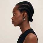 Branch - Rounded Horn Hoop Earrings - Black