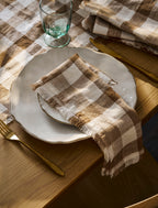 Lovatt Checked Napkins - Linen, Truffle, Set of 4