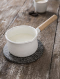 Enamel Milk Pan - Wooden Handle