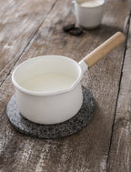 Enamel Milk Pan - Wooden Handle