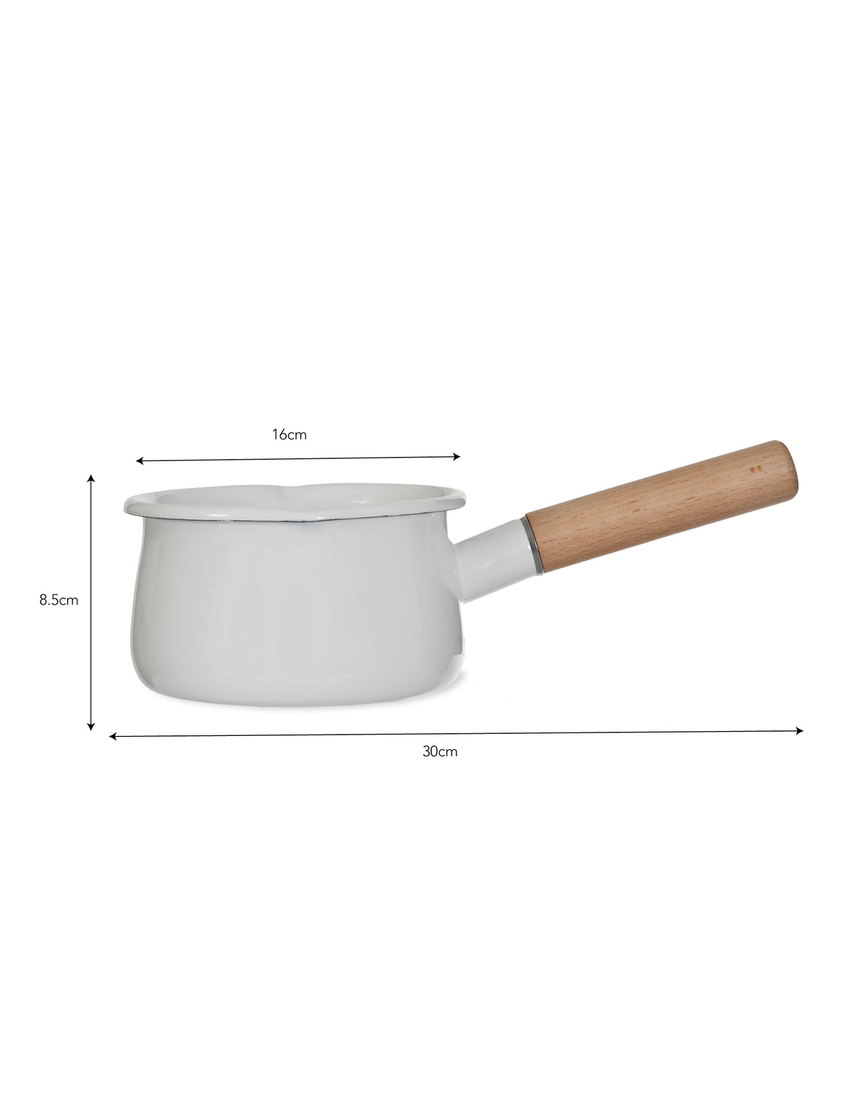 Enamel Milk Pan - Wooden Handle