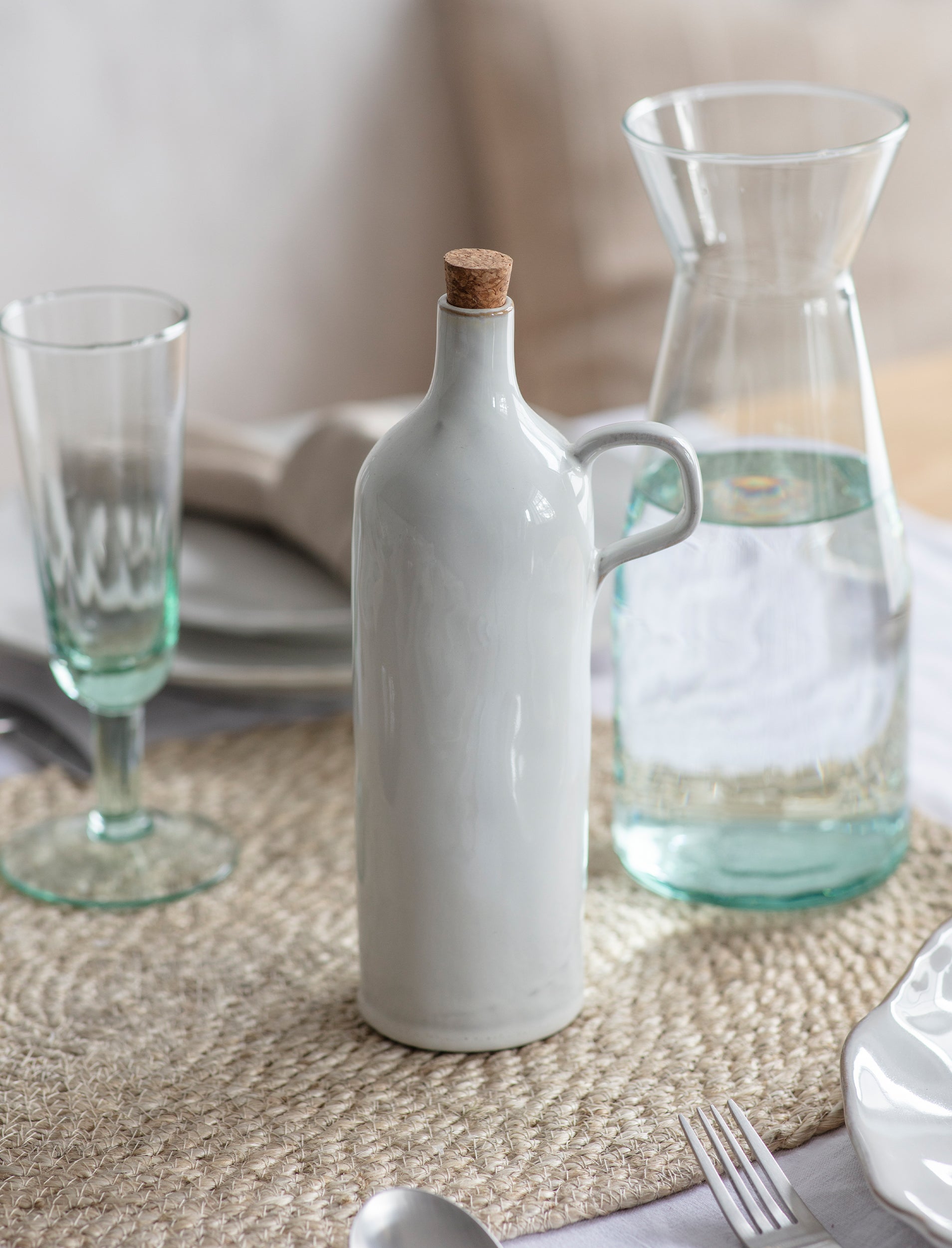 Ithaca Ceramic Oil Bottle - White