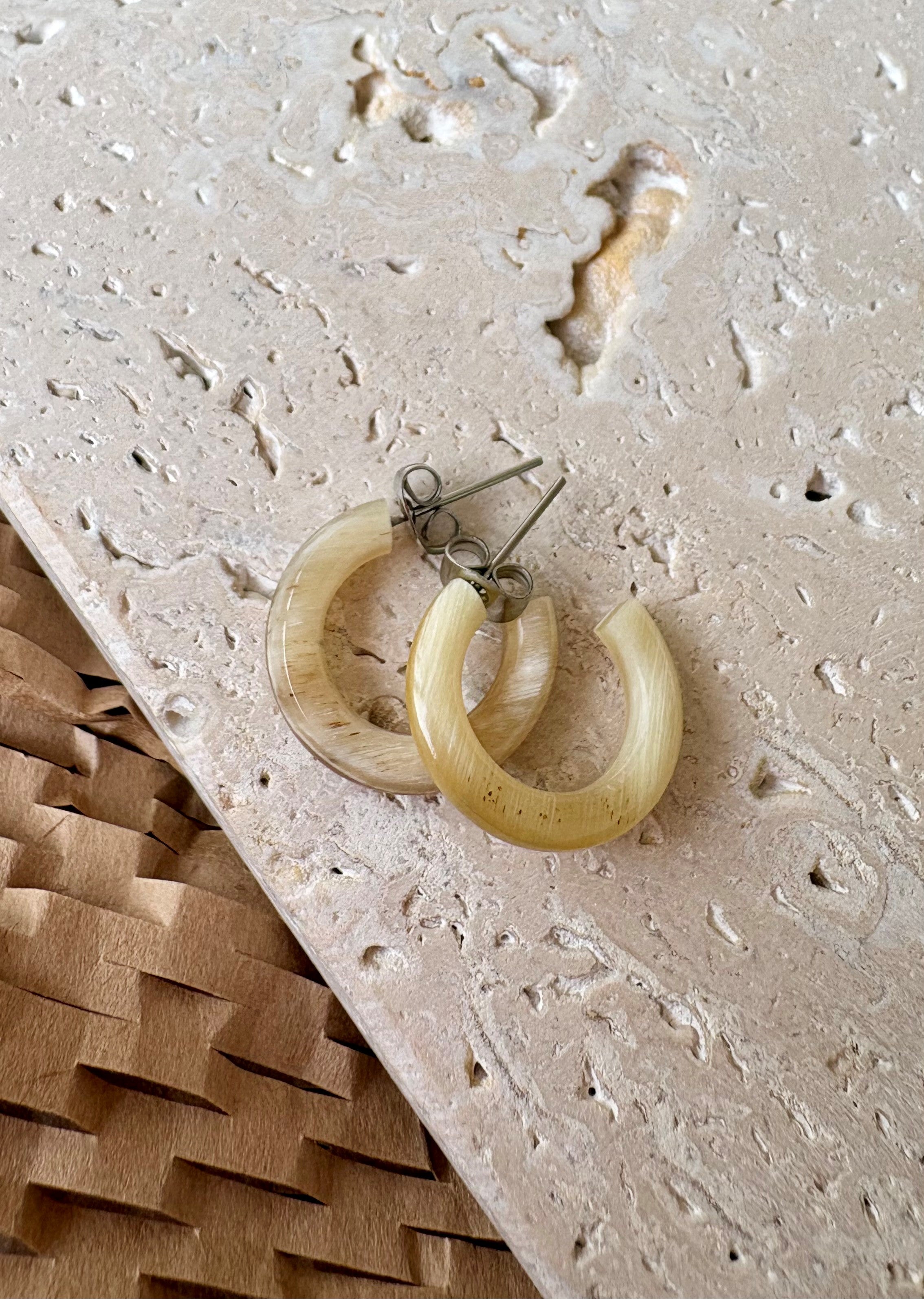 Odette Natural Horn Hugee Hoops