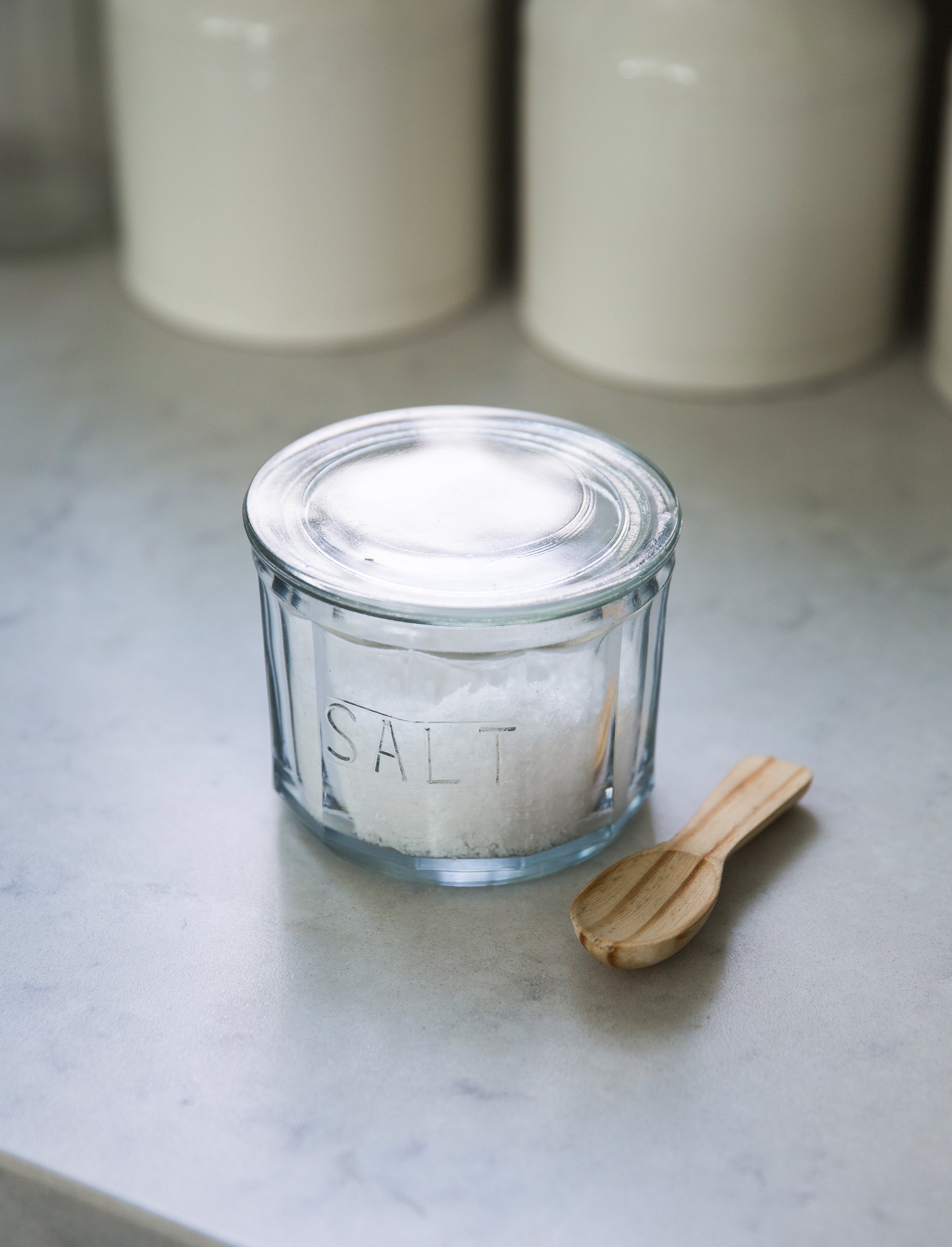 Glass Salt Pot with spoon