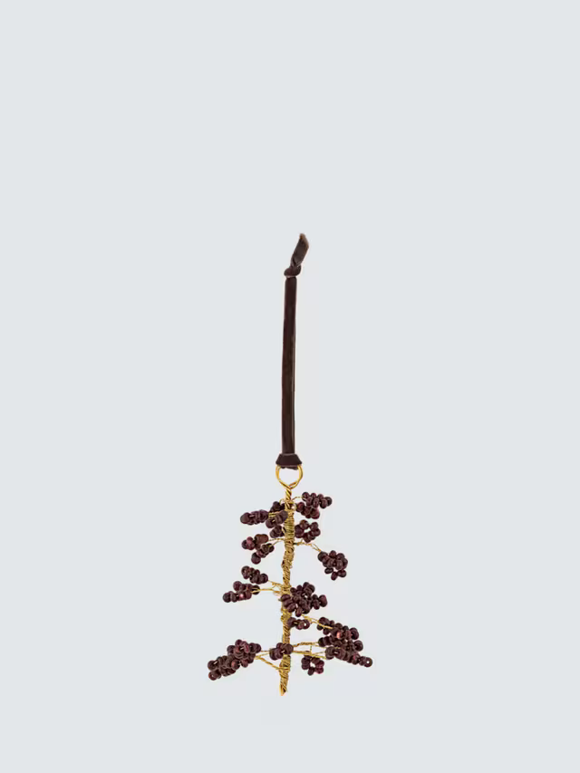 Tanu Mango Wood Beaded Decoration Brown (Set of 3)