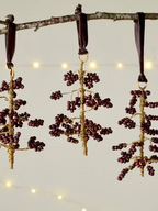 Tanu Mango Wood Beaded Decoration Brown (Set of 3)