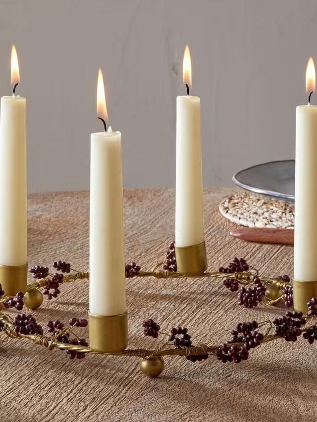 Tanu Mango Wood Beaded Candle Holder