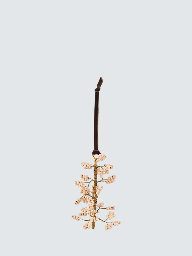 Tanu Mango Wood Beaded Decoration Cream (Set of 3)