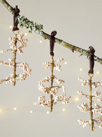 Tanu Mango Wood Beaded Decoration Cream (Set of 3)