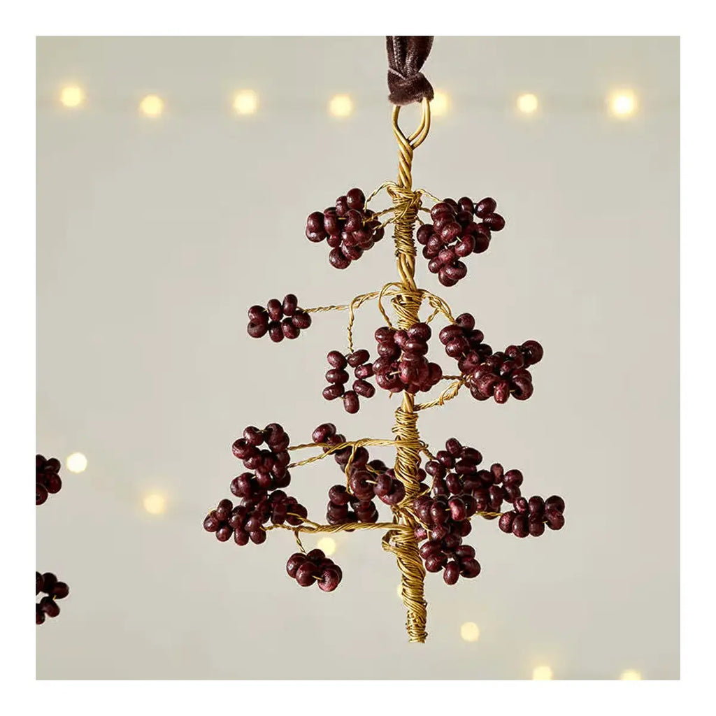 Tanu Mango Wood Beaded Decoration Brown (Set of 3)