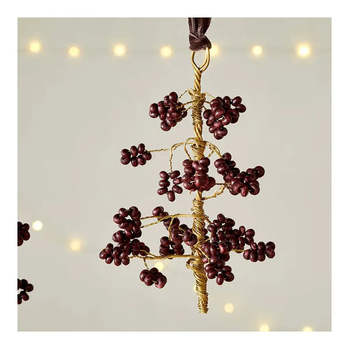 Tanu Mango Wood Beaded Decoration Brown (Set of 3)