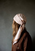 XL Gabrielle Cotton Voile Scarf: Cream & Brown Stripes