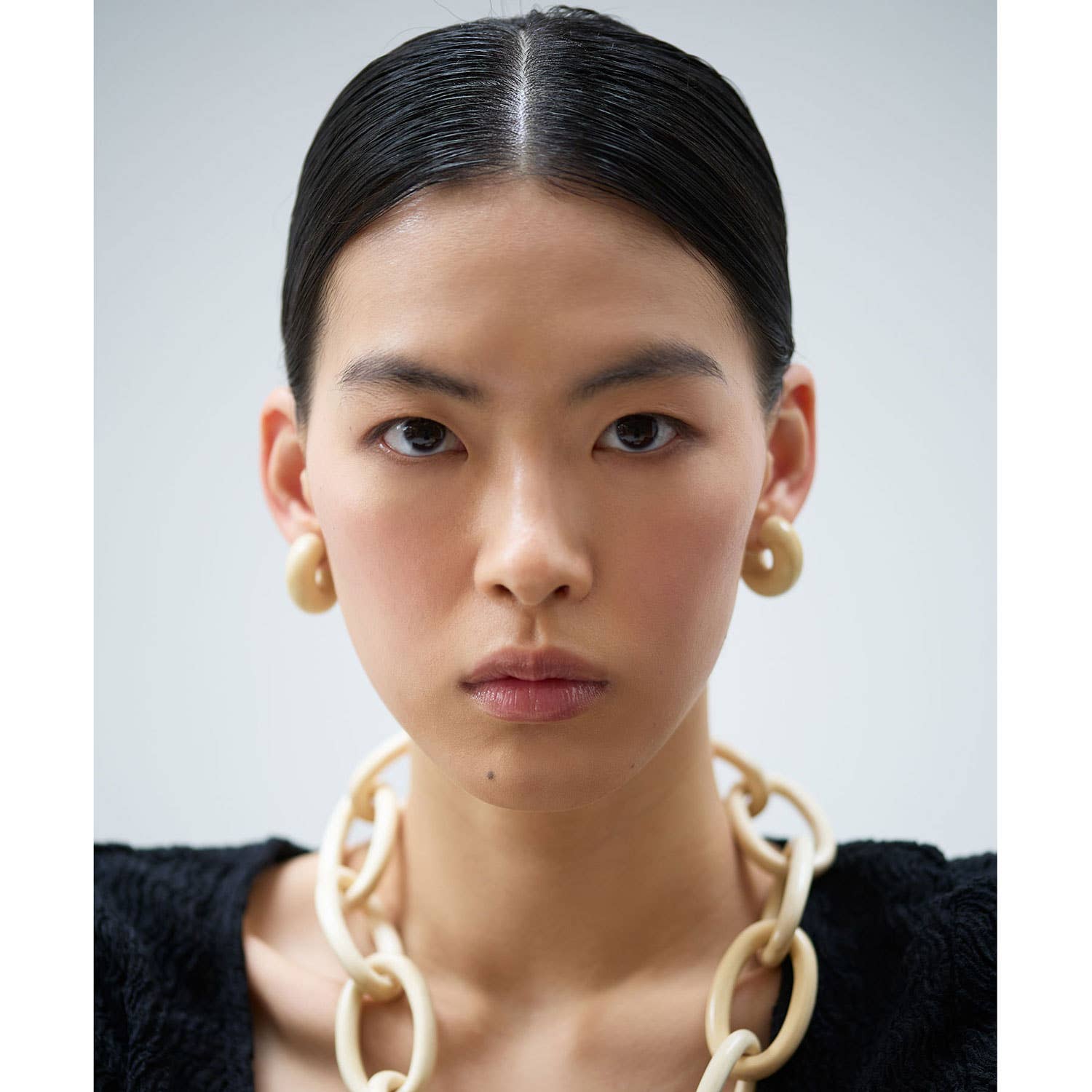 BRANCH - White Wooden Chunky Hoop Earrings