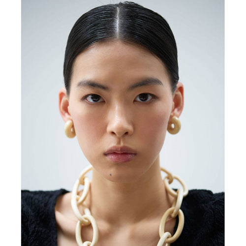 BRANCH - White Wooden Chunky Hoop Earrings