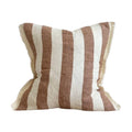 Esmee Frayed Edge Linen Cushion – Rust Wide Stripe: 45 x 45 cm