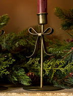 Antique Brass Bow Candle Holders - Set of 2, Large
