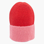 Woolen Beanie Hat - Two tone Red and Pink
