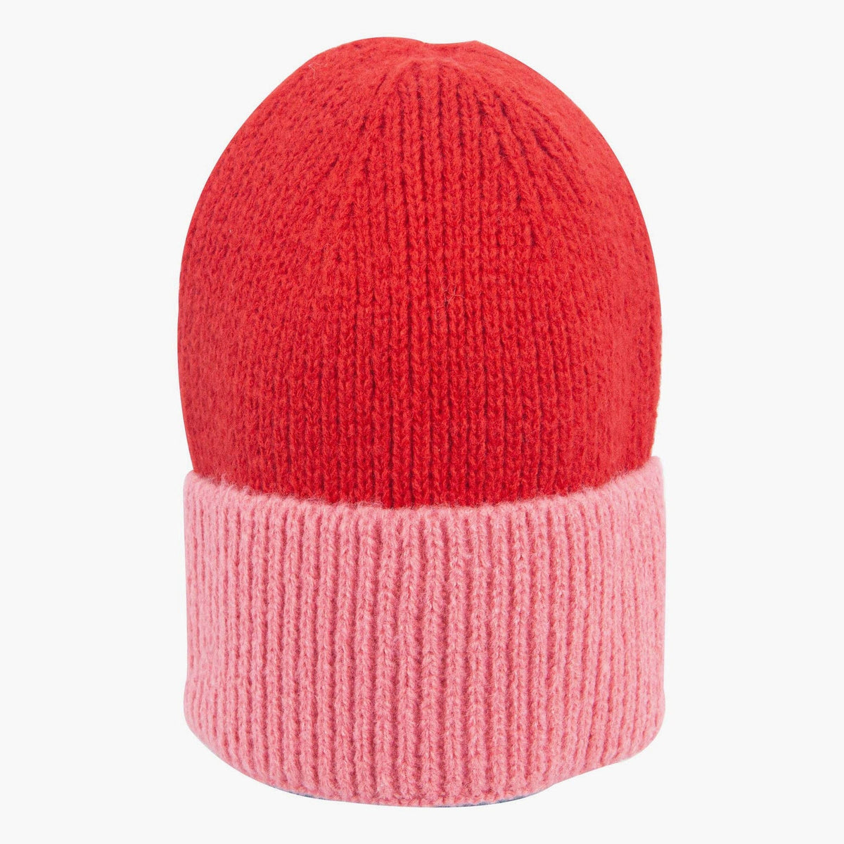 Woolen Beanie Hat - Two tone Red and Pink